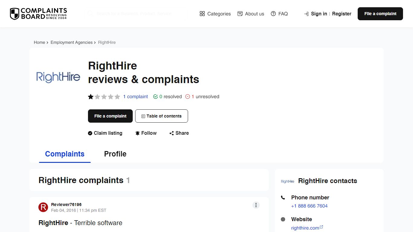 RightHire: Reviews, Complaints, Customer Claims